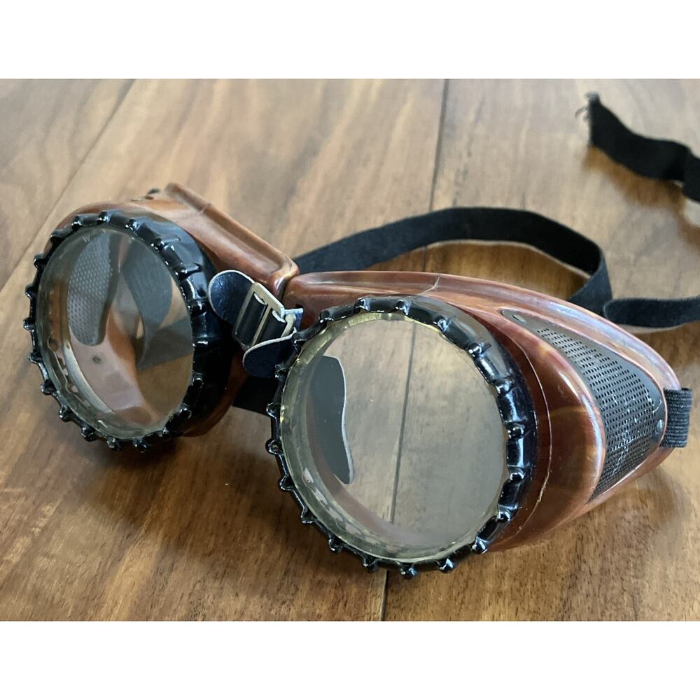 Vtg 1950s American Optical Safety Steam Punk Motorcycle Aviator Goggles Bakelite
